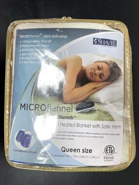 Shavel Quilted Heated Blanket Queen Amethyst Microflannel Satin Hem NEW